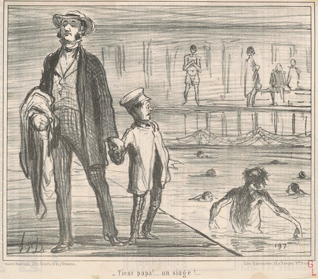 Tiens papa! ... un singe! ... - Honoré Daumier