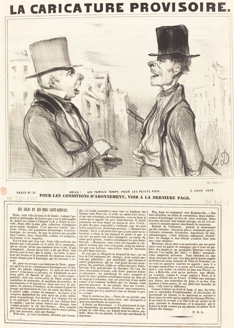 Voilà!... un fameux temps pour les petits pois... - Honoré Daumier
