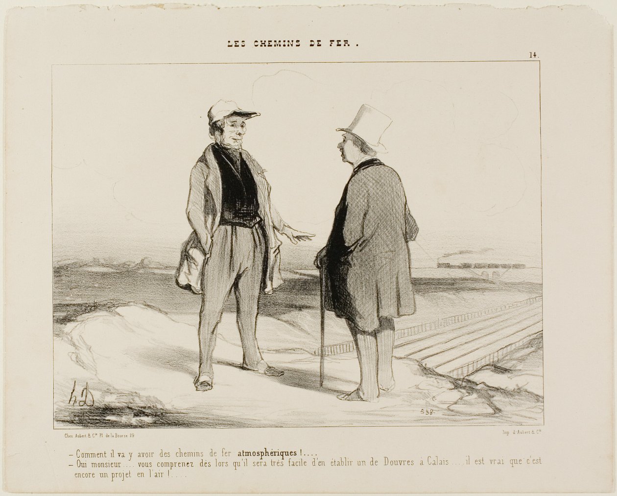 "- Comment ça, il y aura bientôt des trains aériens  - Mais bien sûr, Monsieur... voyez-vous, il sera alors très facile d
