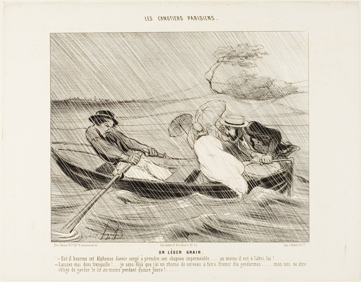 Un leger grain, planche 8 de Les canotiers parisiens - Honoré Victorin Daumier