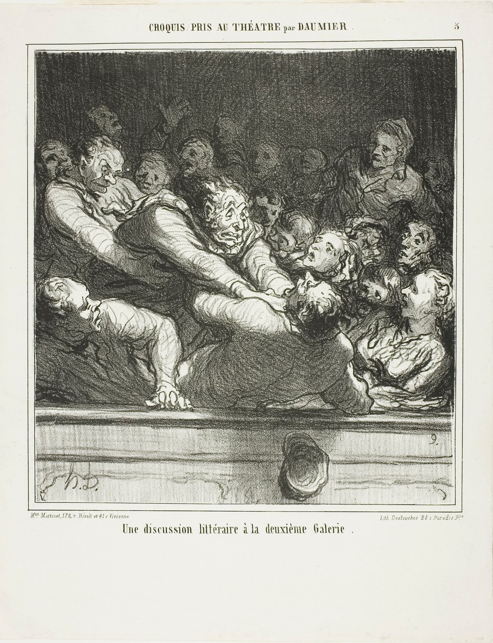 Un argument littéraire sur le second plan, planche 3 du Croquis Pris Au Théatre par Daumier - Honoré Victorin Daumier