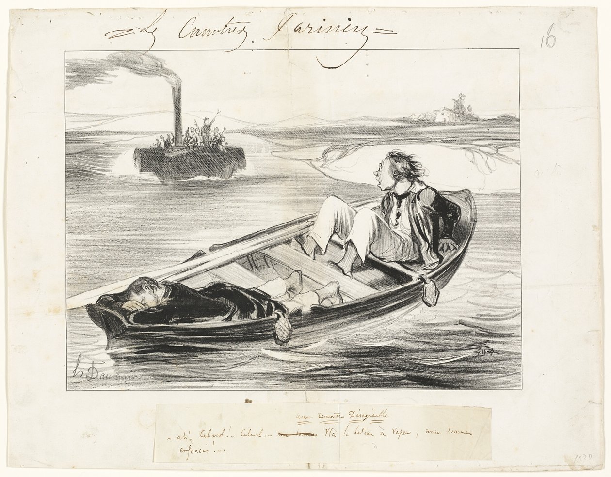 Une rencontre désagréable, planche seize des Canotiers Parisiens - Honoré Victorin Daumier