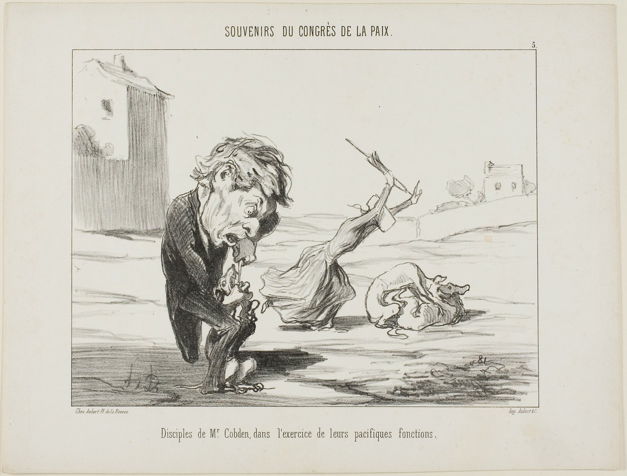 Les partisans de M. Cobden, exerçant leurs fonctions pacifiques, planche 5 des Souvenirs Du Congres De La Paix - Honoré Victorin Daumier