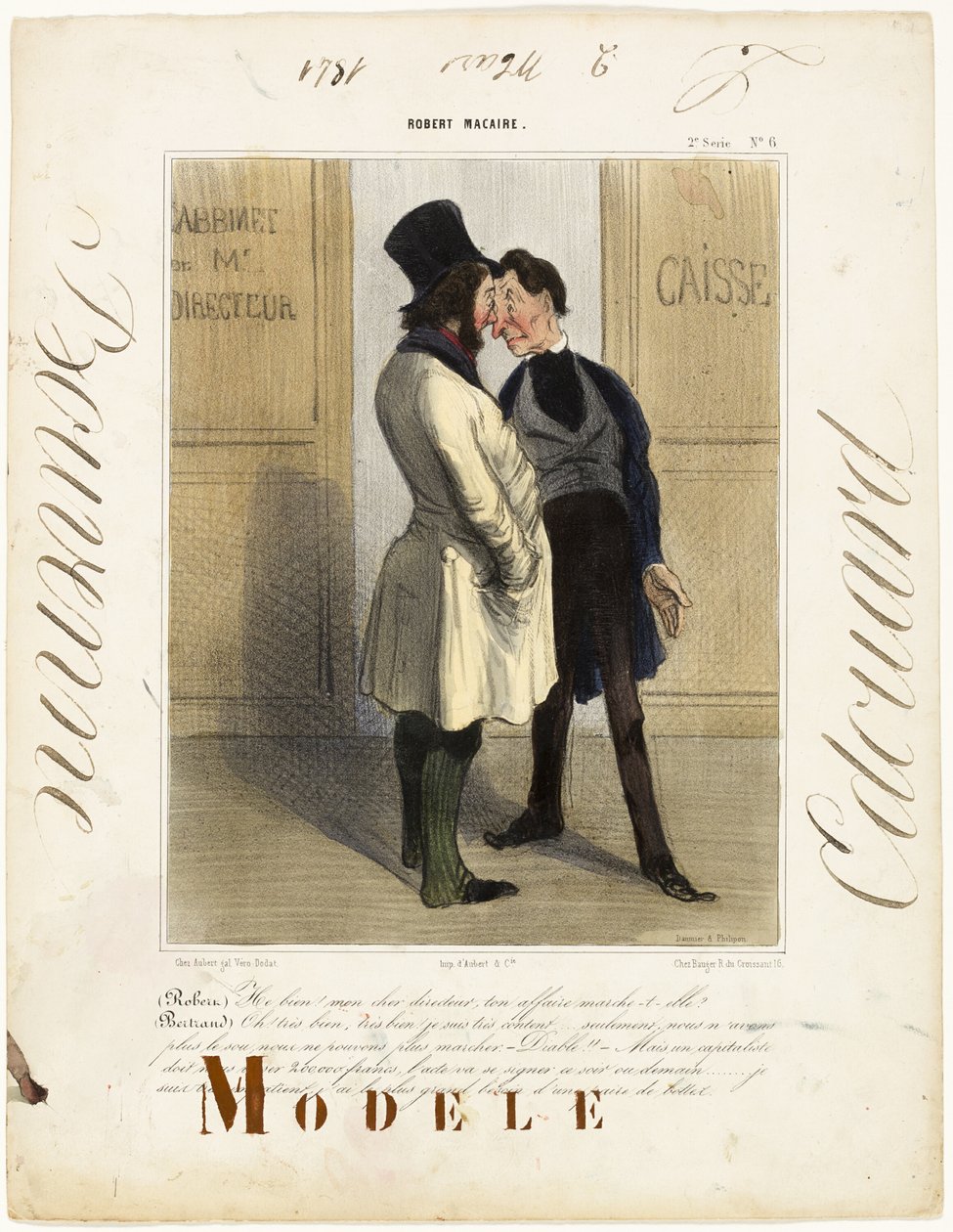 Robert : "- Eh bien, eh bien ! Mon cher directeur... comment vont les affaires " Bertrand : "- Bien, très bien, je suis assez content. Malheureusement nous n