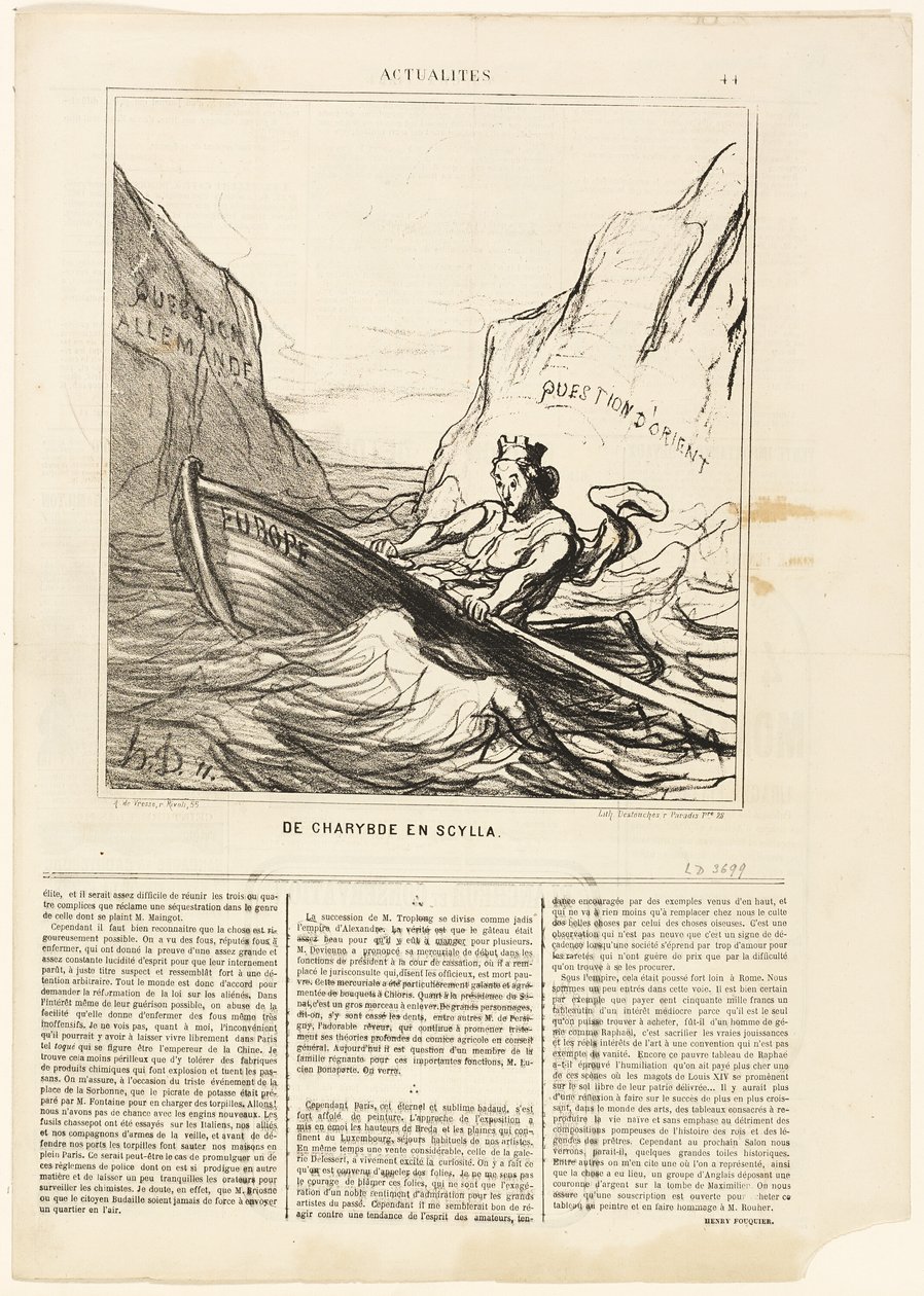 Scylla et Charybde, planche 44 des Actualités - Honoré Victorin Daumier