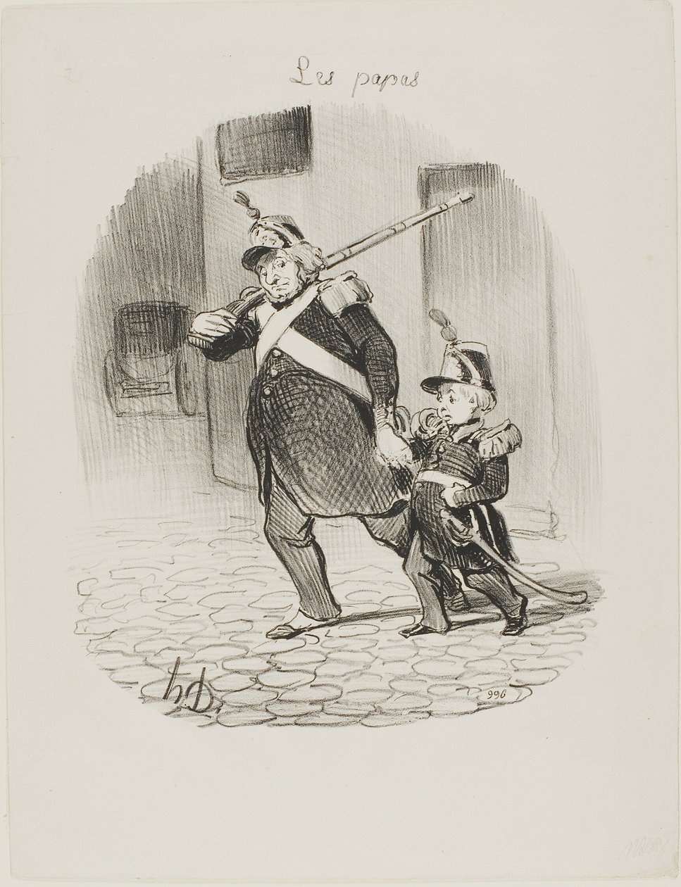 Le jour de la grande parade, planche 6 des Papas - Honoré Victorin Daumier