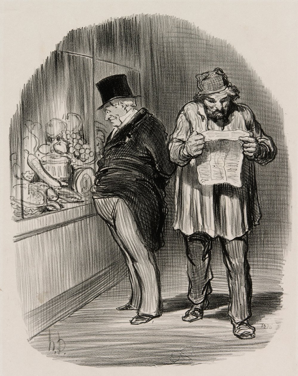 Worker and Bourgeois, from Les Parisiens En 1848 - Honoré Victorin Daumier