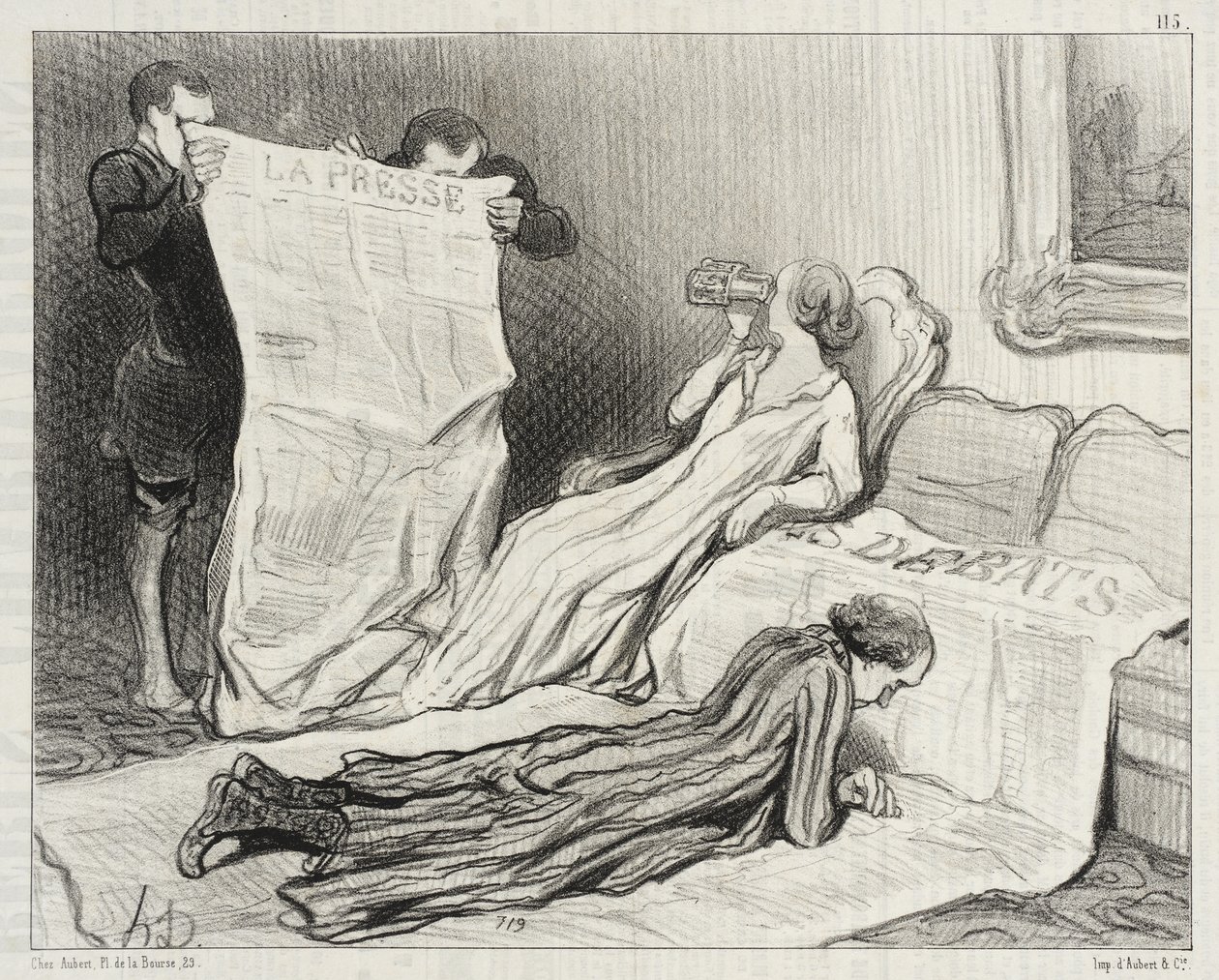 Abonnés recevant leur journal... - Honoré Daumier
