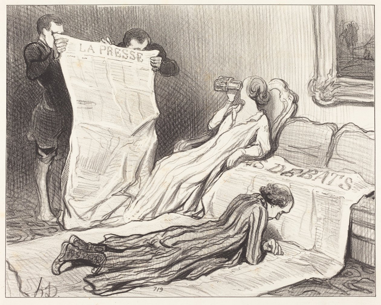 Abonnés recevant leur journal... - Honoré Daumier