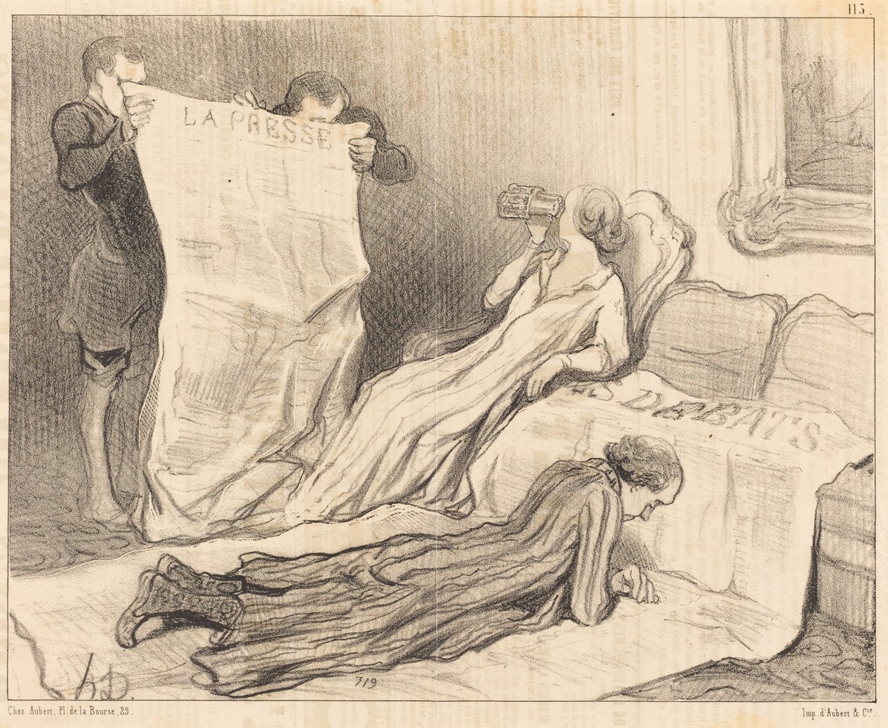 Abonnés recevant leur journal... - Honoré Daumier