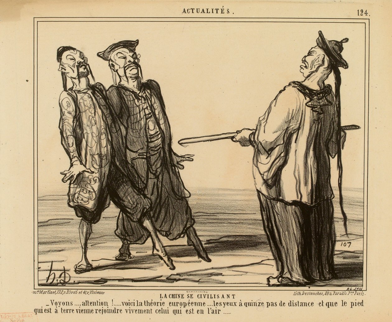 Actualités n°124 : La Chine se civilisant. - Voyons..., attention ! ... voici la théorie européenne... - Honoré Daumier