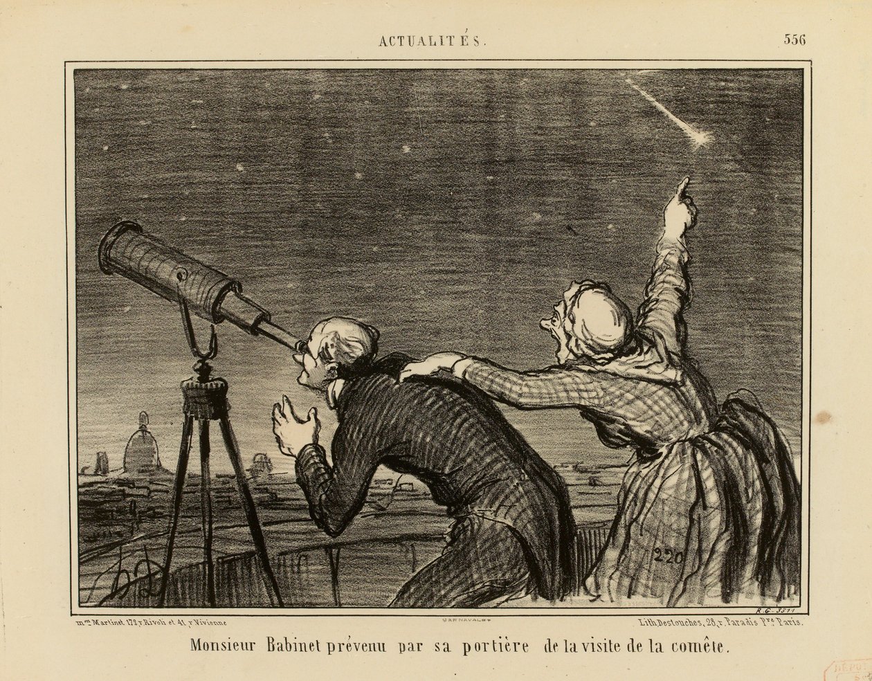 Actualités n°556 : Monsieur Babinet prévenu par sa portière de la visite de la comête - Honoré Daumier