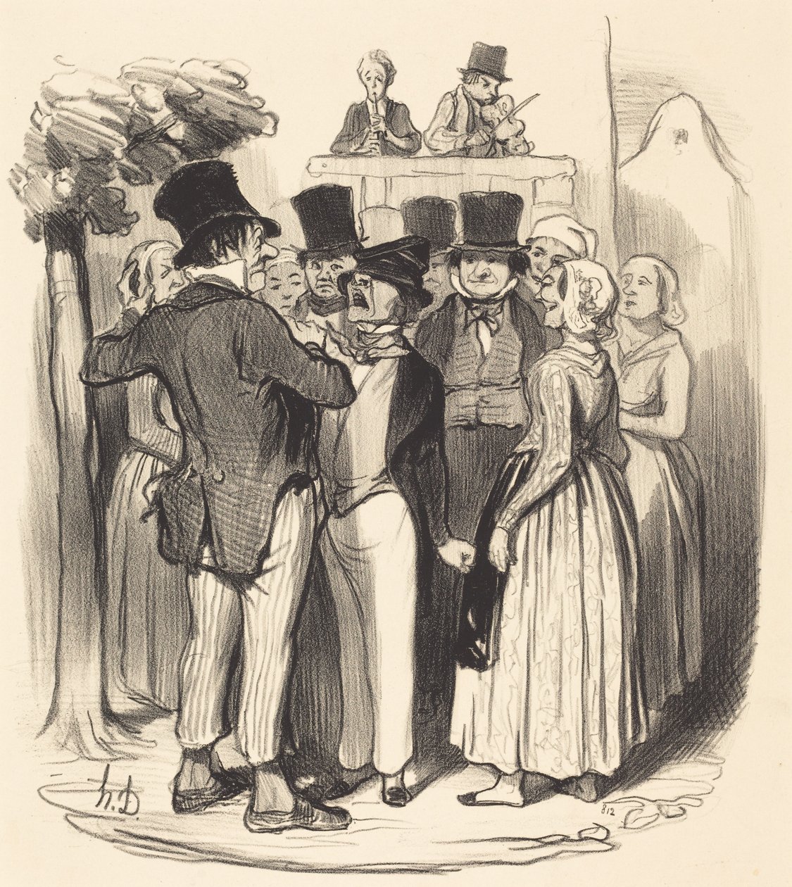 Ah! Gringalet de Paris... tu viendras faire danser... - Honoré Daumier