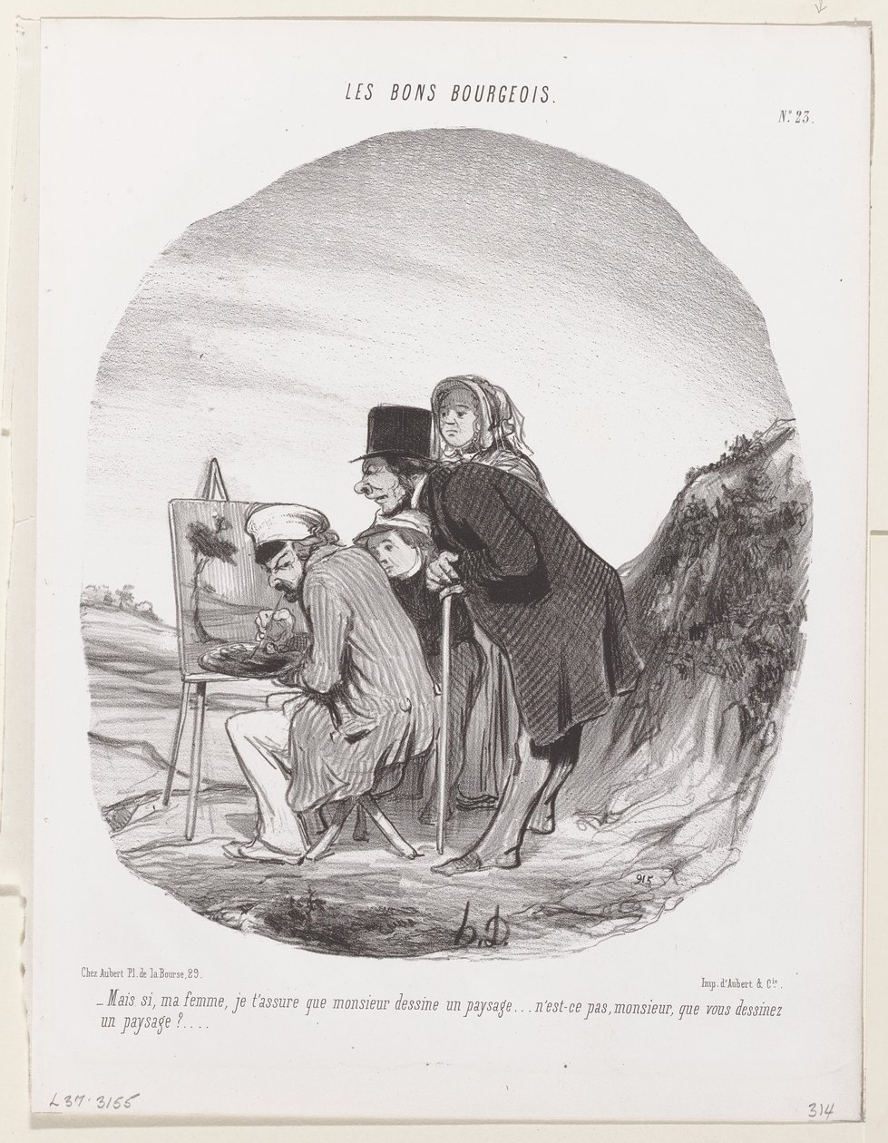 Mais oui, ma femme, je vous assure que monsieur dessine un paysage ... c