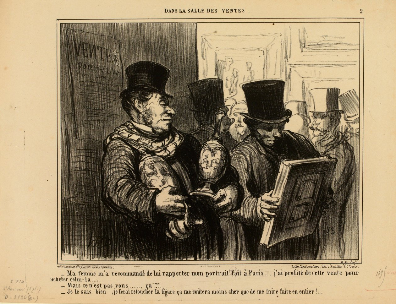 Dans la Salle des Ventes n° 2 : Ma Femme m’a recommandé de lui rapporter mon portrait... - Honoré Daumier
