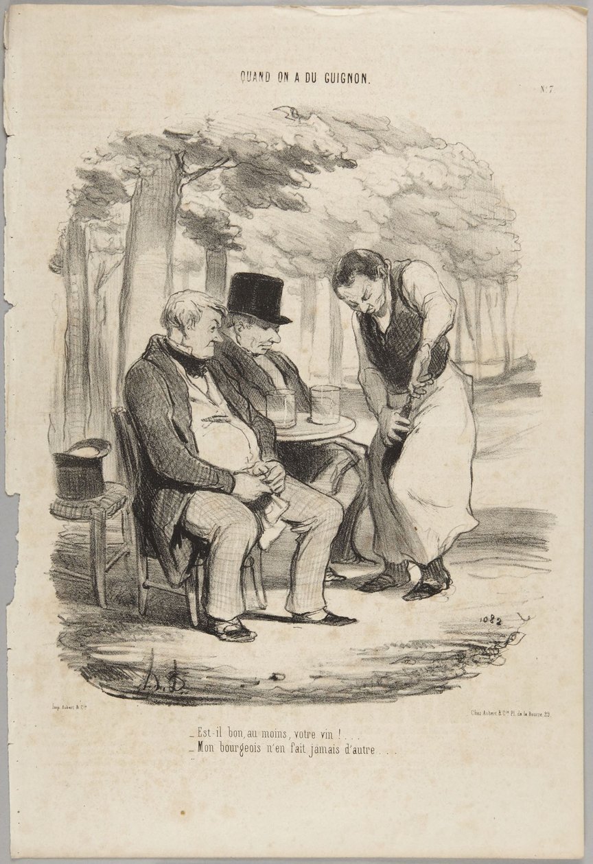 Est-il bon, au moins, votre vin!..., number 7 from the series Quand on a du Guignon from Le Charivari - Honoré Daumier