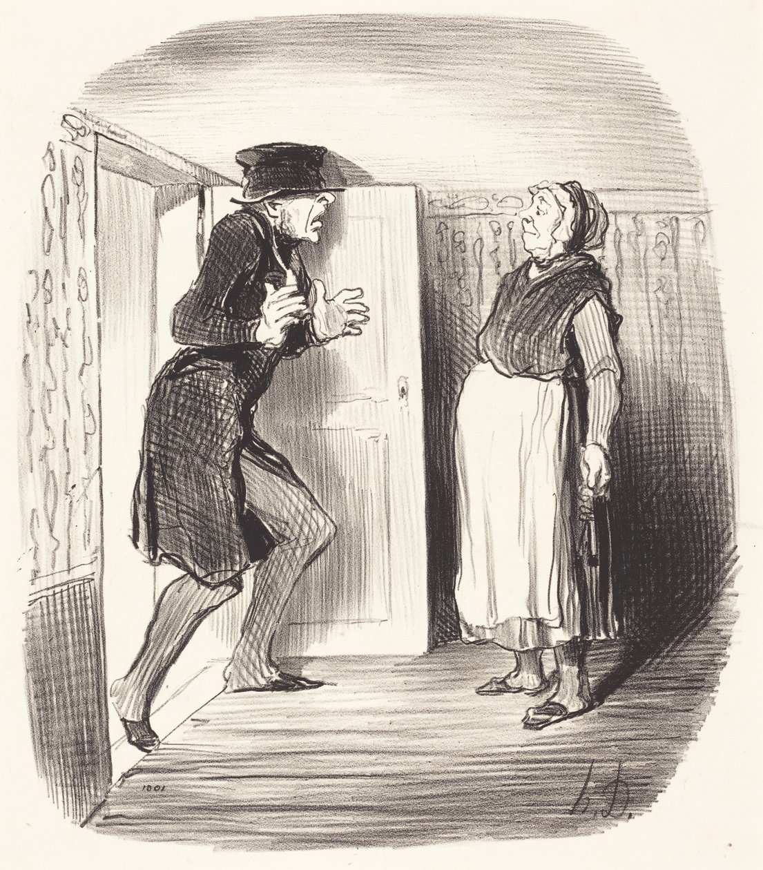 Inconvénient de visiter sans précaution un entresol... - Honoré Daumier