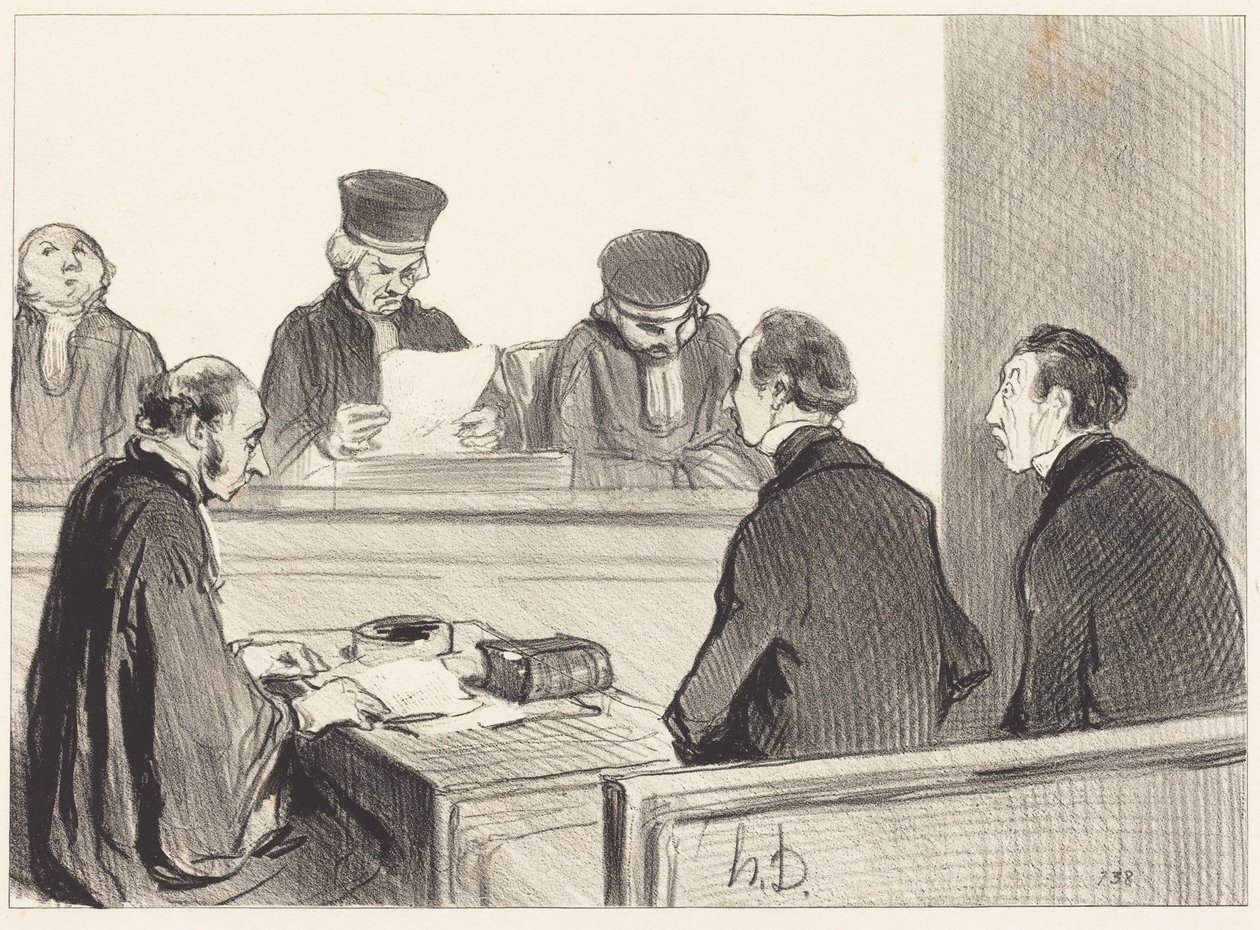 La Cour, vidant le délibéré... - Honoré Daumier