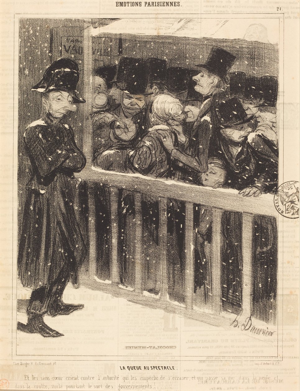 La Queue au spectacle - Honoré Daumier