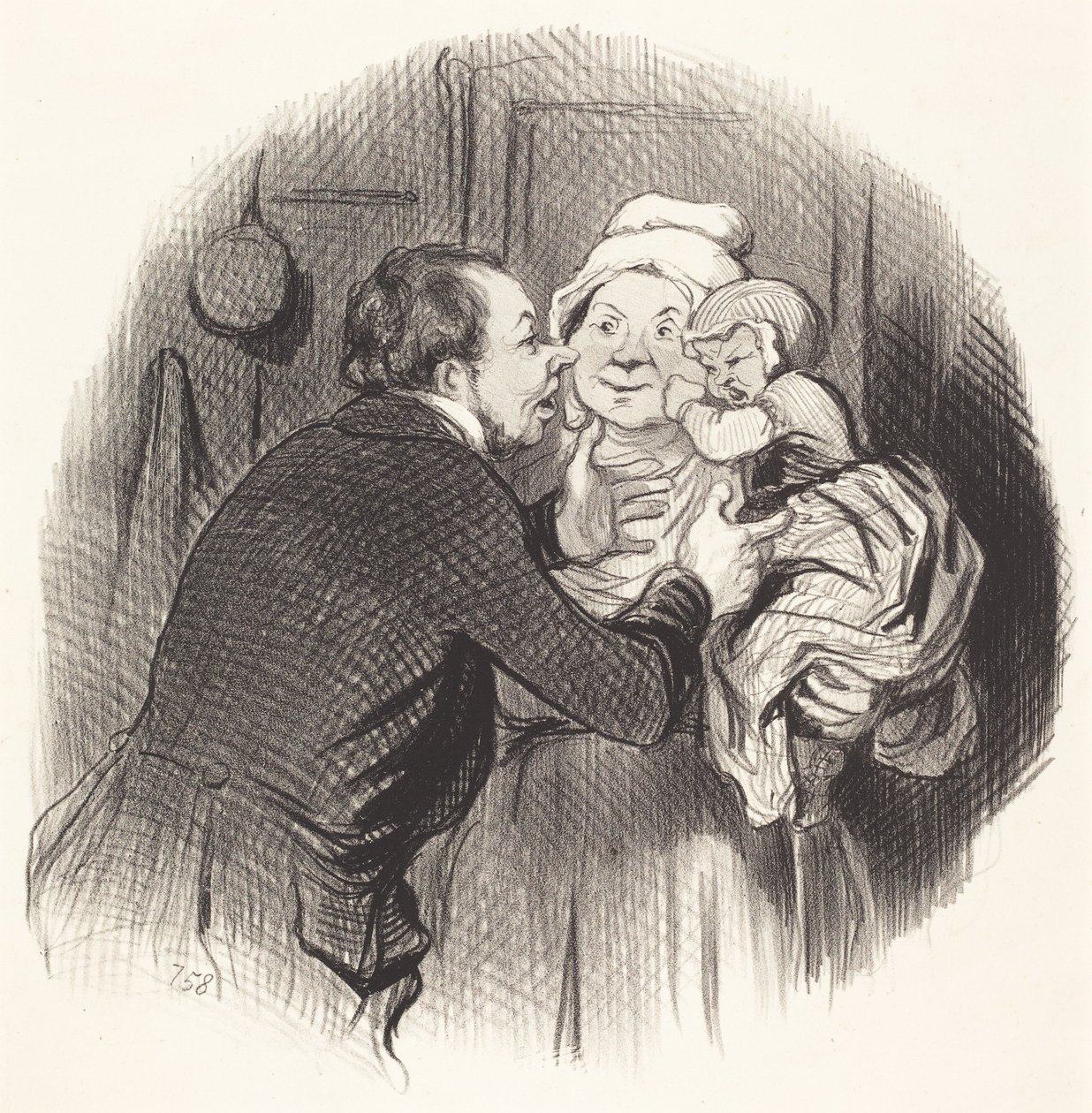 La visite à la nourrice - Honoré Daumier