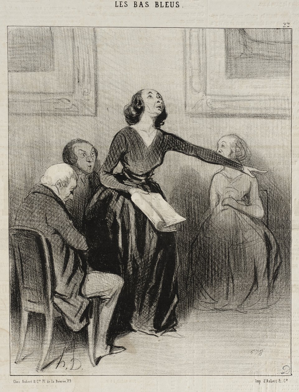 Le Bas-bleu déclamant sa pièce - Honoré Daumier