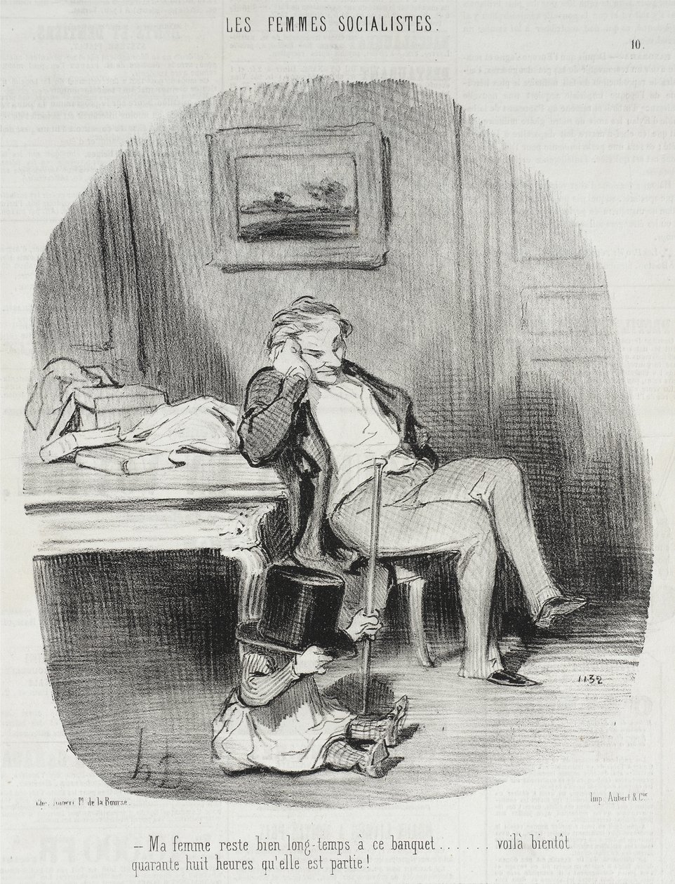 Ma femme reste bien longtemps à ce banquet... - Honoré Daumier