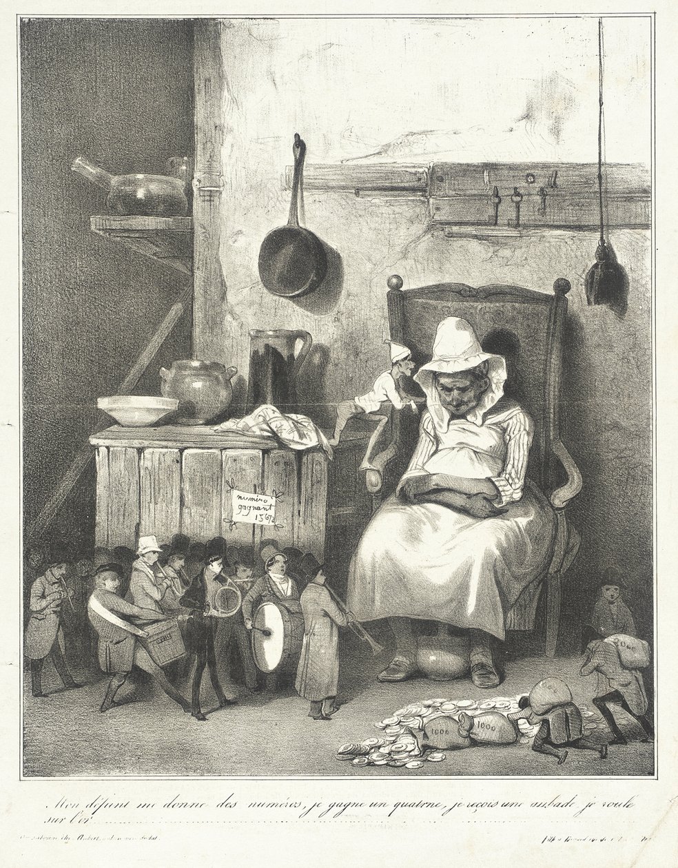 Mon défunt me donne des numéros... - Honoré Daumier