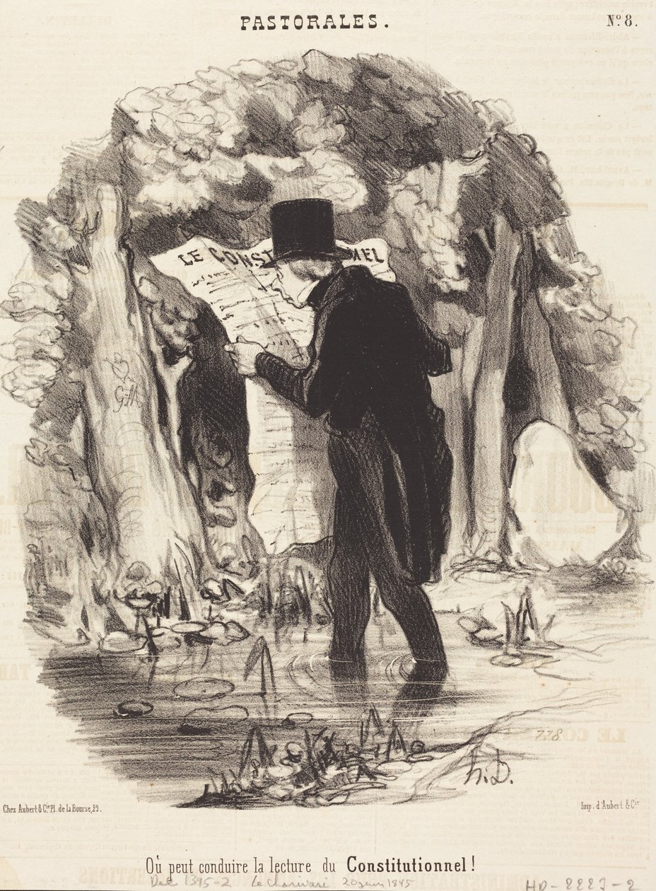Où peut conduire la lecture du Constitutionnel ! - Honoré Daumier