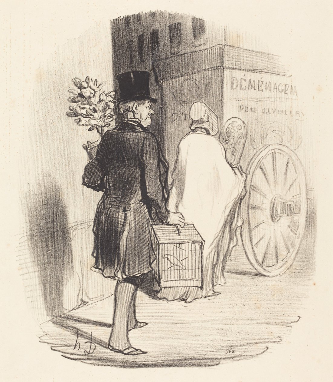 Parisien transportant dans un autre quartier... - Honoré Daumier