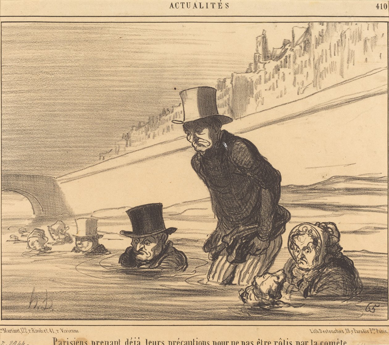 Parisiens prenant... leurs précautions... - Honoré Daumier