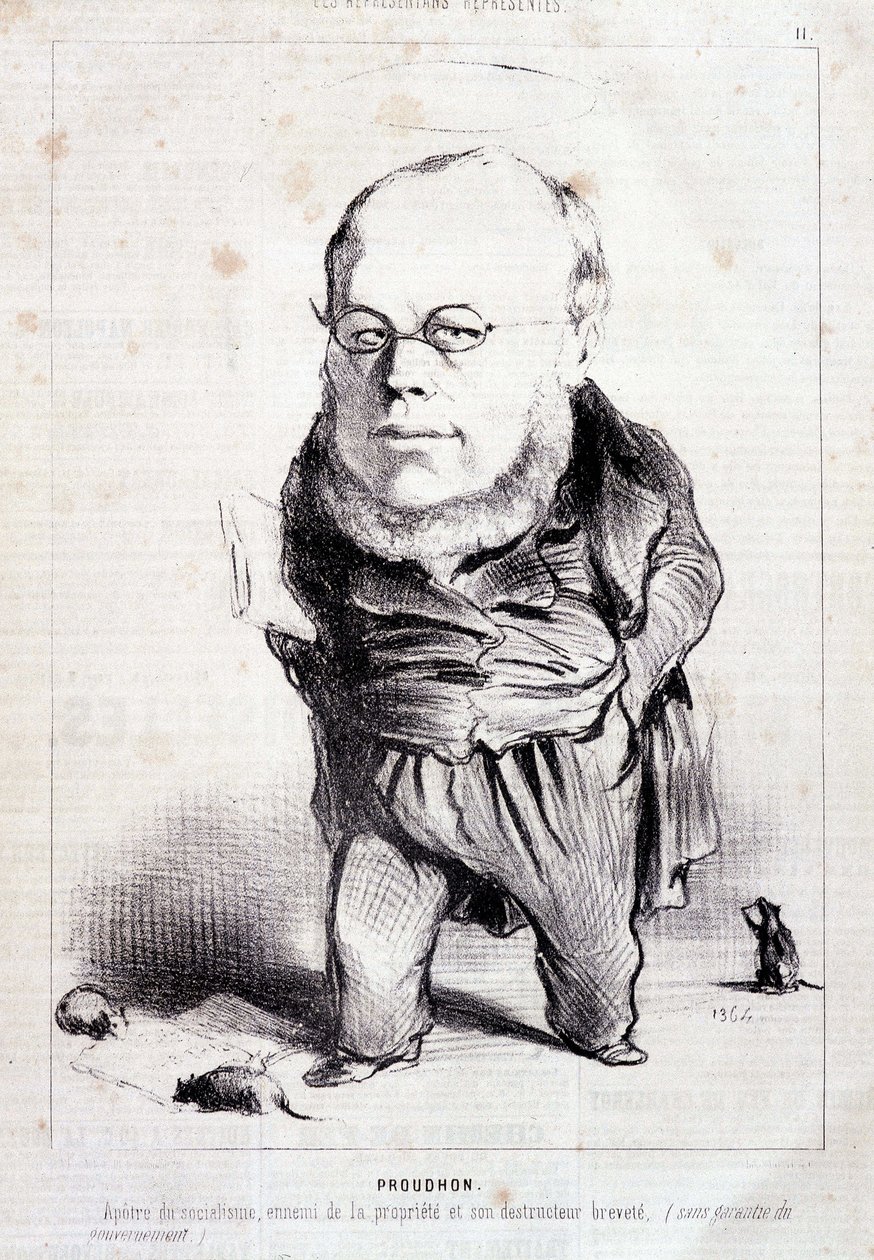 Proudhon, « apôtre du socialisme, ennemi de la propriété et son destructeur breveté » - par Daumier, dans « Charivari » du 06/01/1849 - Honoré Daumier