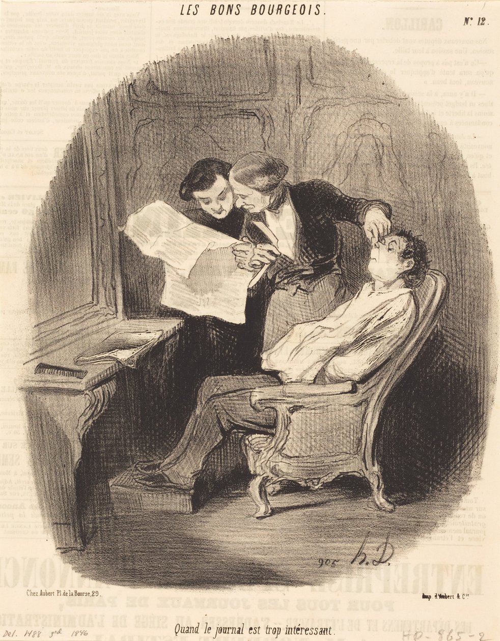 Quand le journal est trop intéressant - Honoré Daumier