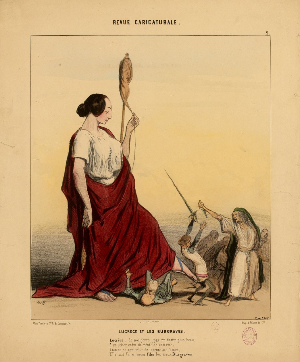 Revue Caricaturale Nr. 9: Lucrezia und die Burgraves. Lucrezia, in unserer Zeit, durch ein schöneres Schicksal... - Honoré Daumier