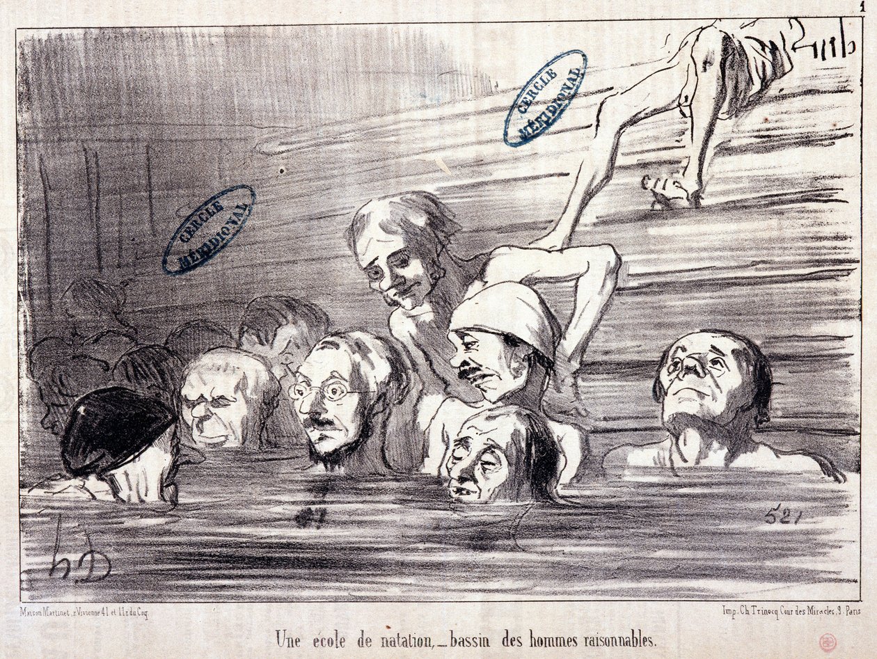 Série « Les Bains de Mer » : « Croquis aquatique. Une école de natation, une piscine d