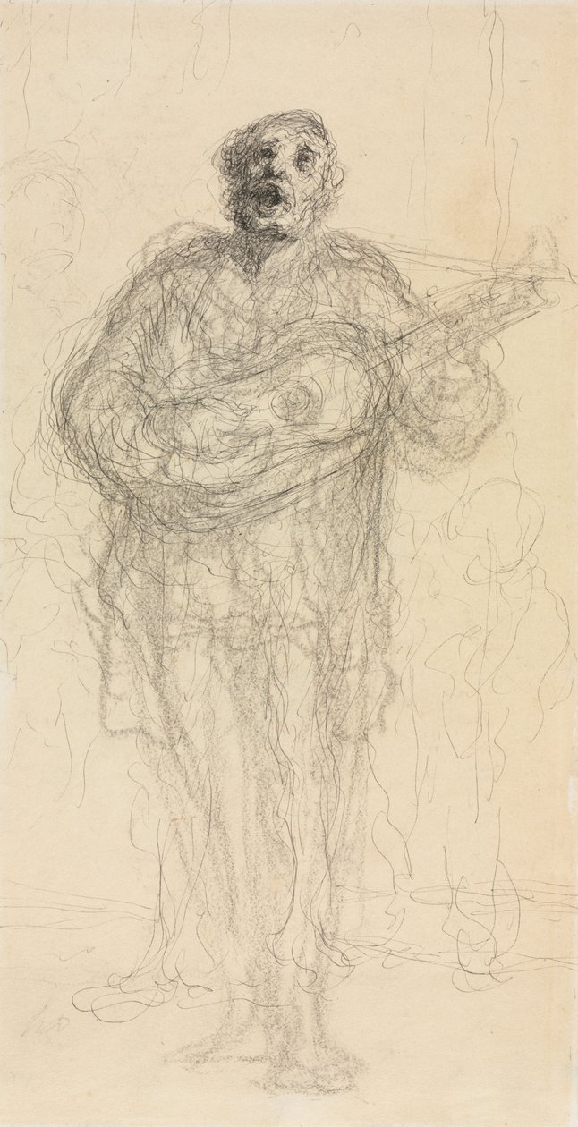 Guitariste chantant (recto) - Honoré Daumier