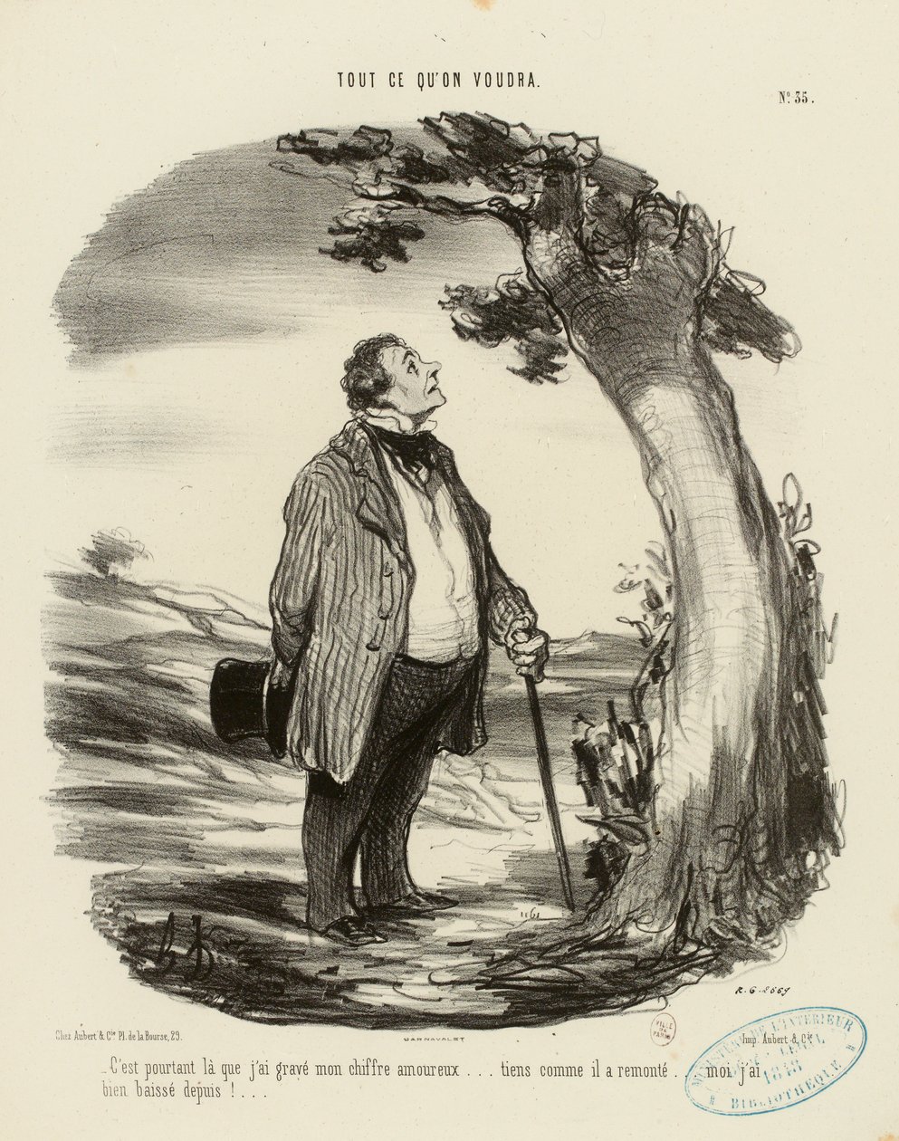 Tout ce qu’on voudra n° 35 : C’est pourtant là que j’ai gravé mon chiffre amoureux... - Honoré Daumier