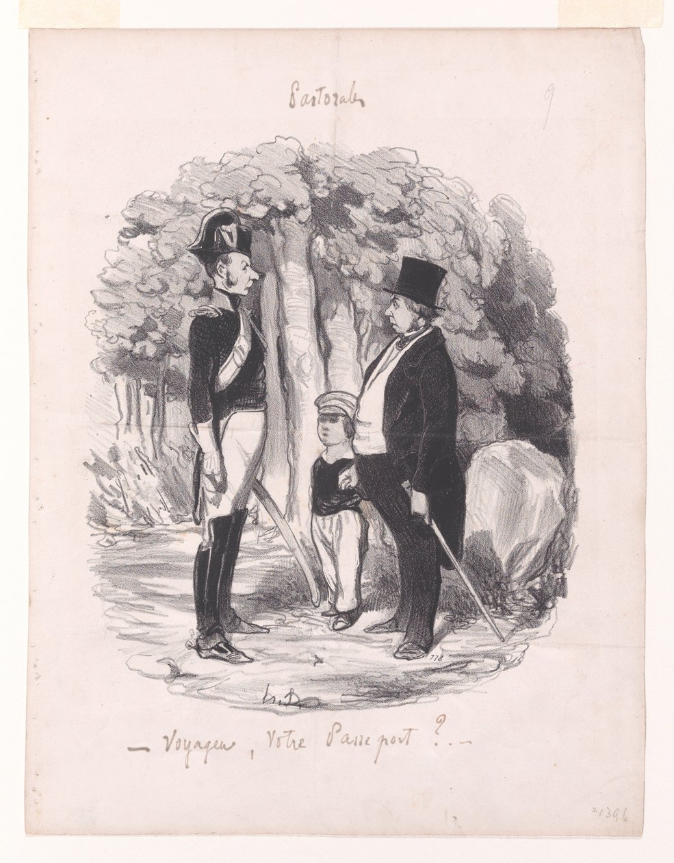 Voyageur, votre passeport ?, des Pastorales (Roman de la vie champêtre) - Honoré Daumier