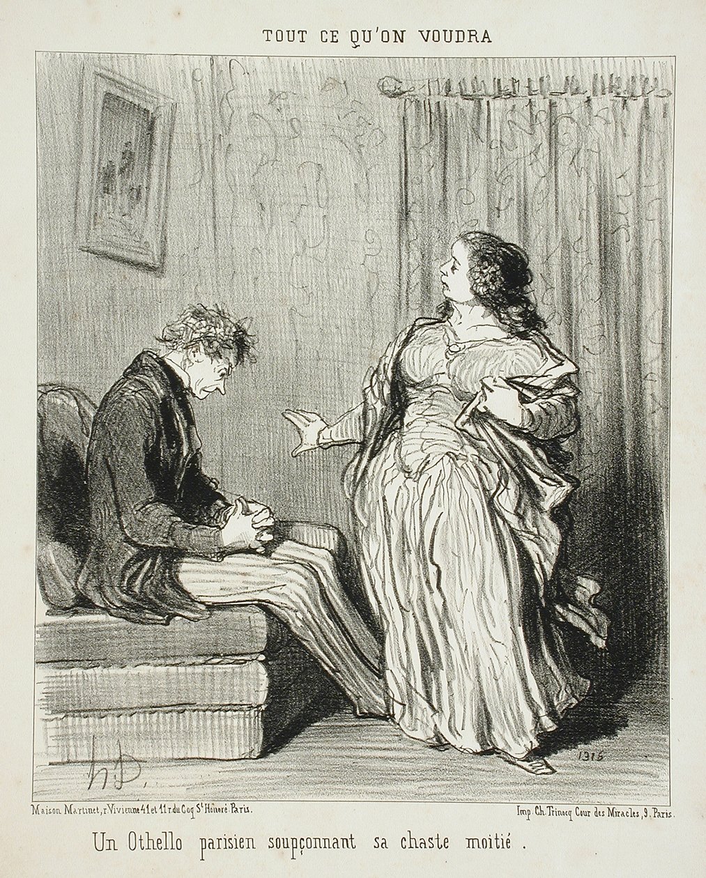 Un Othello parisien soupçonnant sa chaste moitié - Honoré Daumier