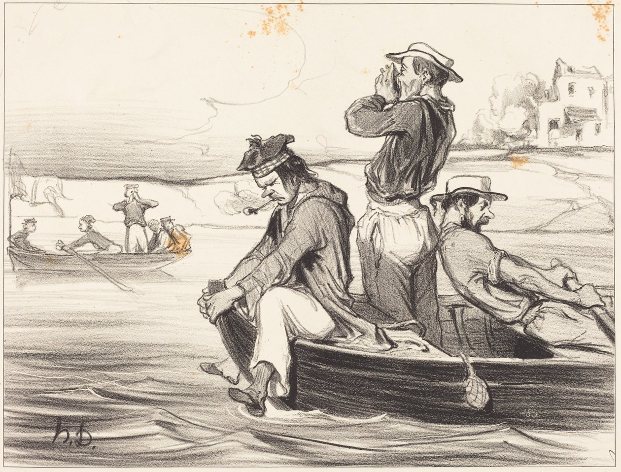 Une Rencontre en pleine eau - Honoré Daumier