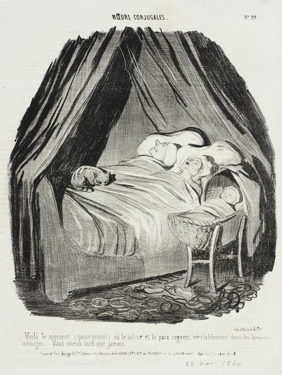 Voilà le moment (passé minuit) où le calme et la paix règnent... - Honoré Daumier