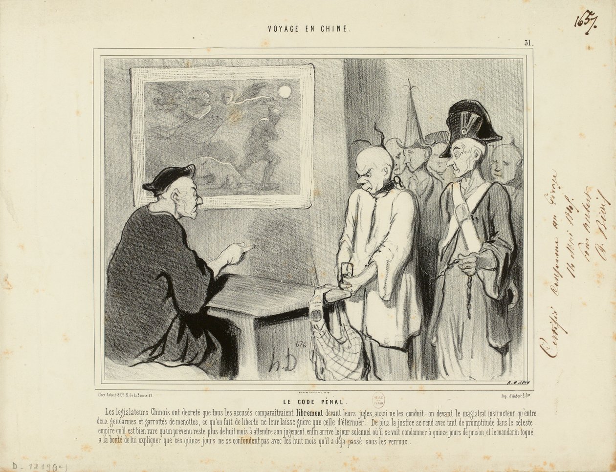Reise nach China Nr. 31: Das Strafgesetzbuch. Die chinesischen Gesetzgeber haben beschlossen, dass alle Angeklagten... - Honoré Daumier