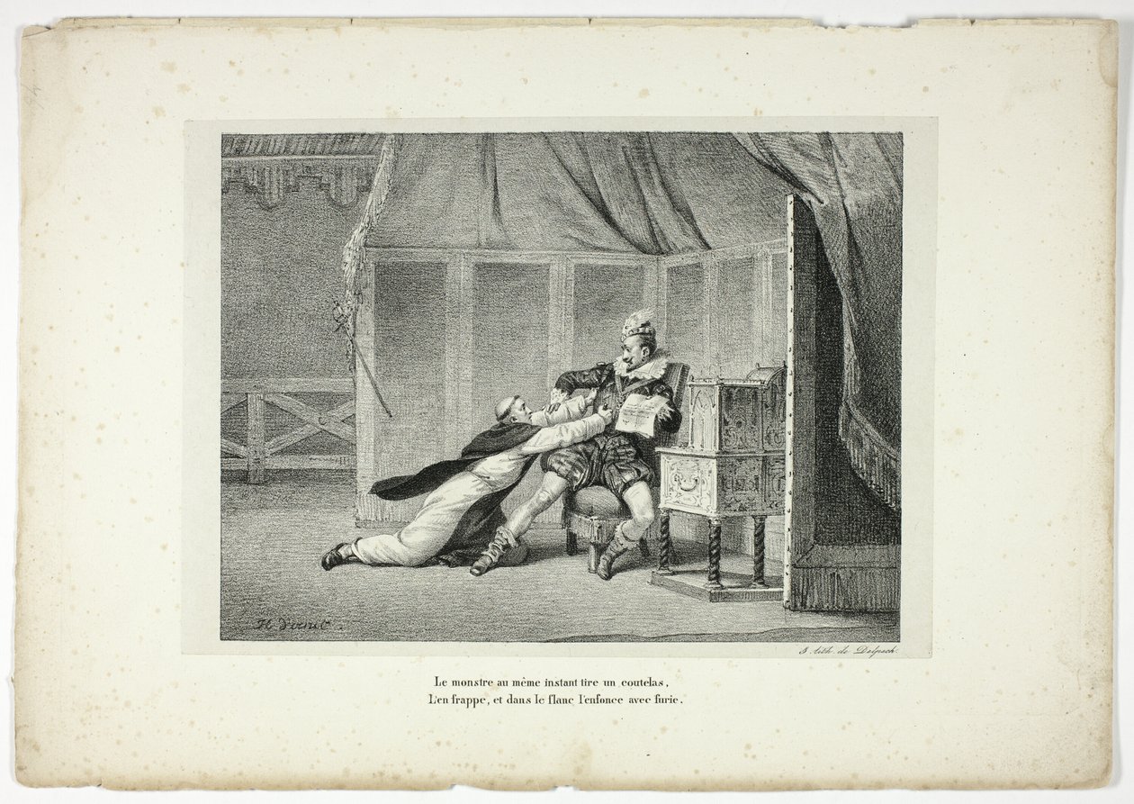 Le monstre au même instant tire un coutelas... - Horace Vernet