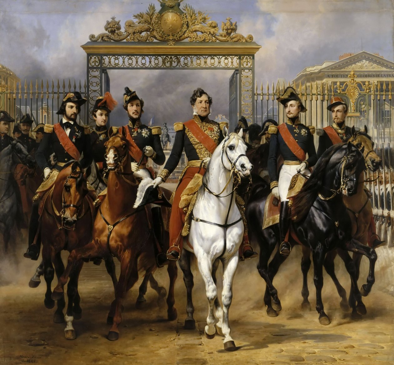 Louis Philippe et ses fils à cheval quittant Versailles, 10 juin 1837 - Emile Jean Horace Vernet