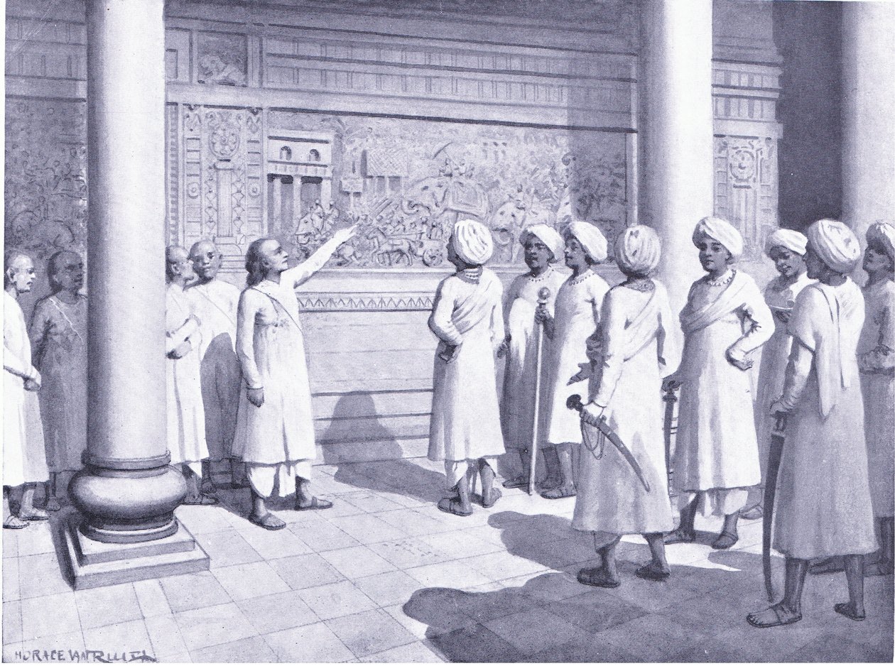 Rajaraja Chola inspecte le bas-relief de ses exploits à Tanjure 995 après J.-C. - Horace van Ruith