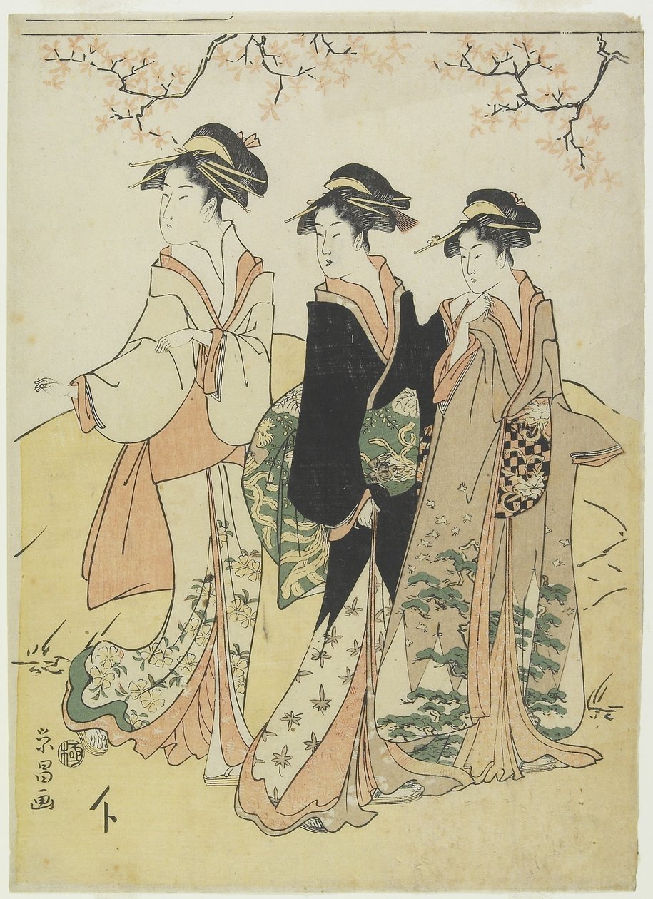 Trois courtisanes sous un cerisier, vers 1790 - Hosoda Eisho