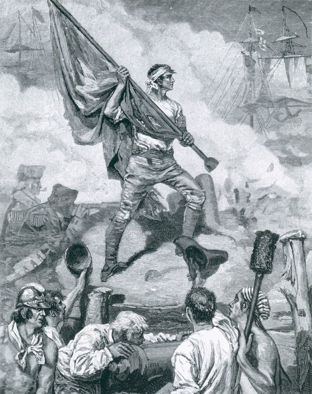 Le sergent Jasper à la bataille de Fort Moultrie, 28 juin 1776, illustration de 