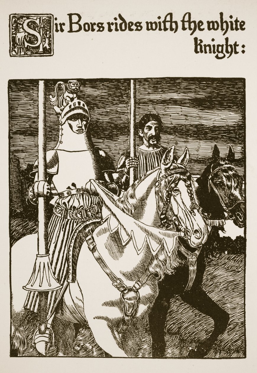 Sir Bors chevauche avec le Chevalier Blanc, illustration de 