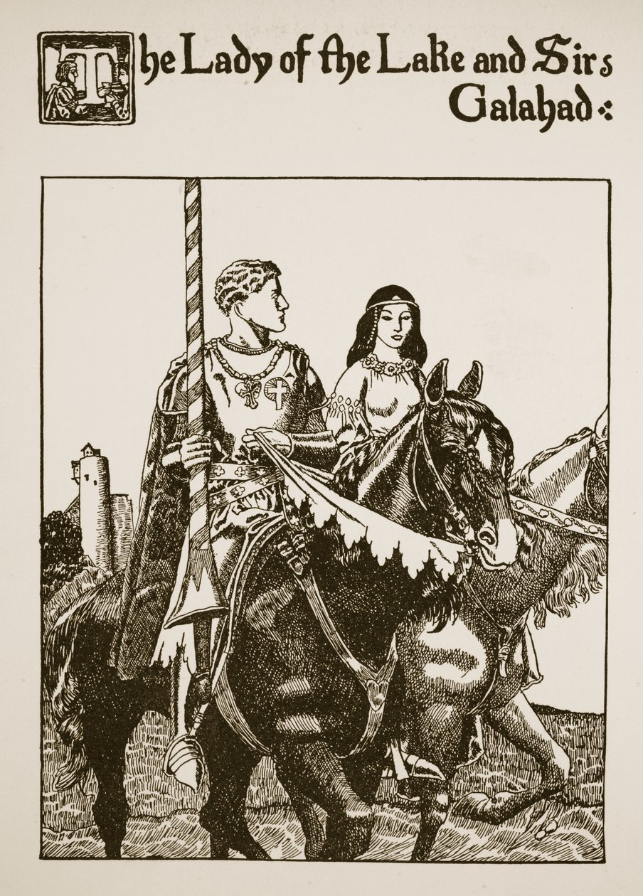 La Dame du Lac et Sir Galahad, illustration de 
