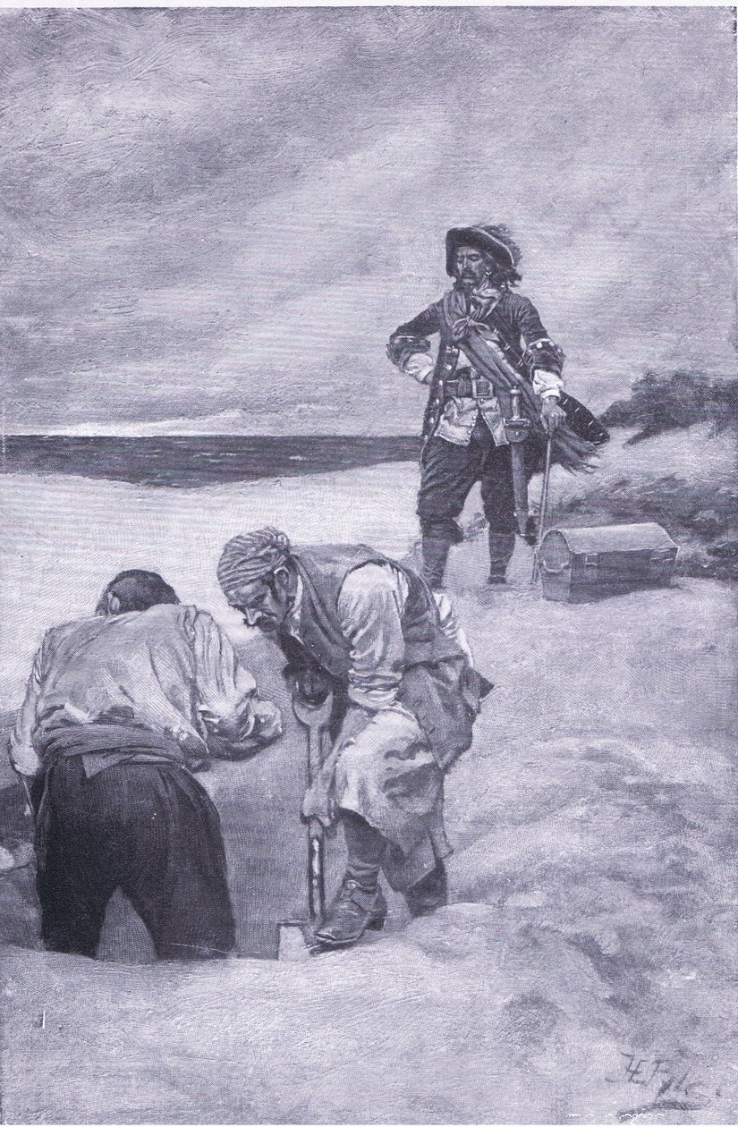 Kidd à Gardiners Island, de Howard Pyles Book of Pirates publié par Harper & Bros, 1921 - Howard Pyle