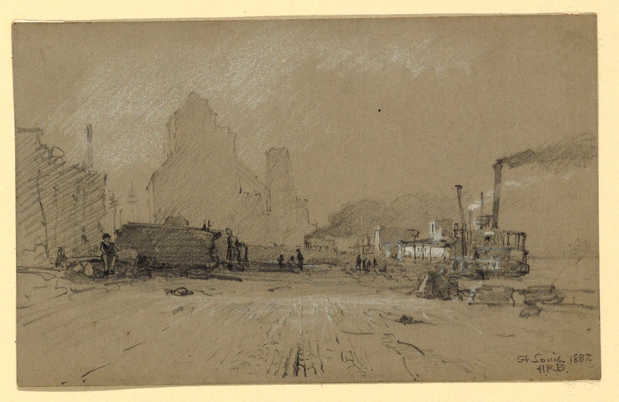Dessin, au bord du Mississippi à Saint-Louis, 1887 - Howard Russell Butler